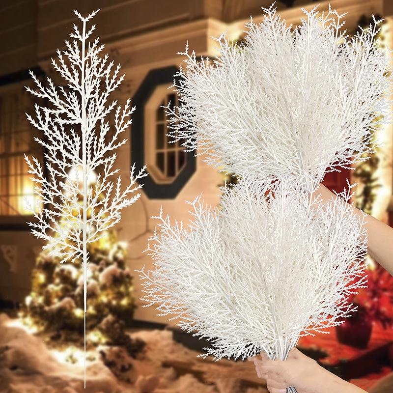 12/24 Stück Künstliche Kiefernzweige Weihnachten Gold Silber Kunstpflanzen Glitzergirlande Weihnachtsbaumschmuck Raumdekoration Pflanze