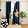 Velvet Curtain with Eyelets - Blue