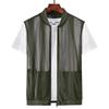 Men's Lightweight Breathable Mesh Vest - Stand-up Collar, Hollow Design, Multi-pocket, Large Size