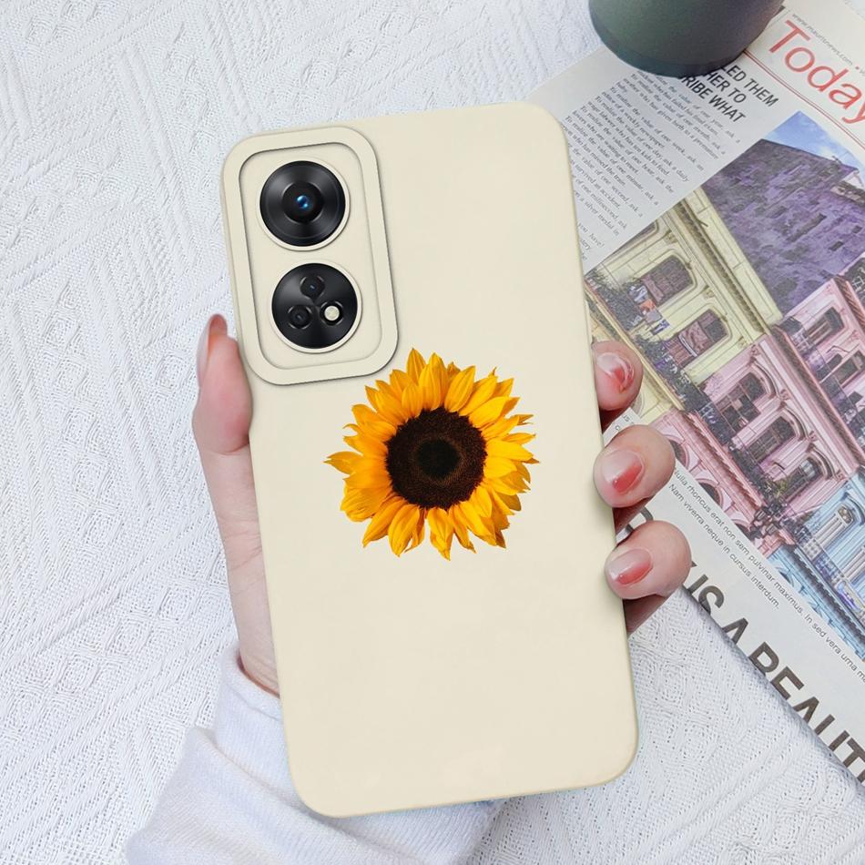 Phone Case For OPPO Reno 8T 4G 5G 8Z 8Lite Cover Cartoon Camera Protection Liquid Silicone Bumper For OPPO Reno8 T Fundas Gift