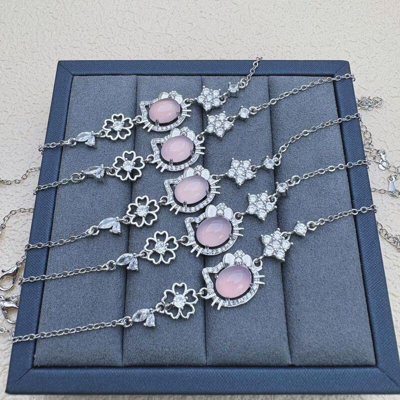 Natural Pink Chalcedony Bracelet Women Men Geometric Design Fashion OL Style Crystal Jewelry Handmade Beaded Accessory Natural Pink Chalcedony Bracelet