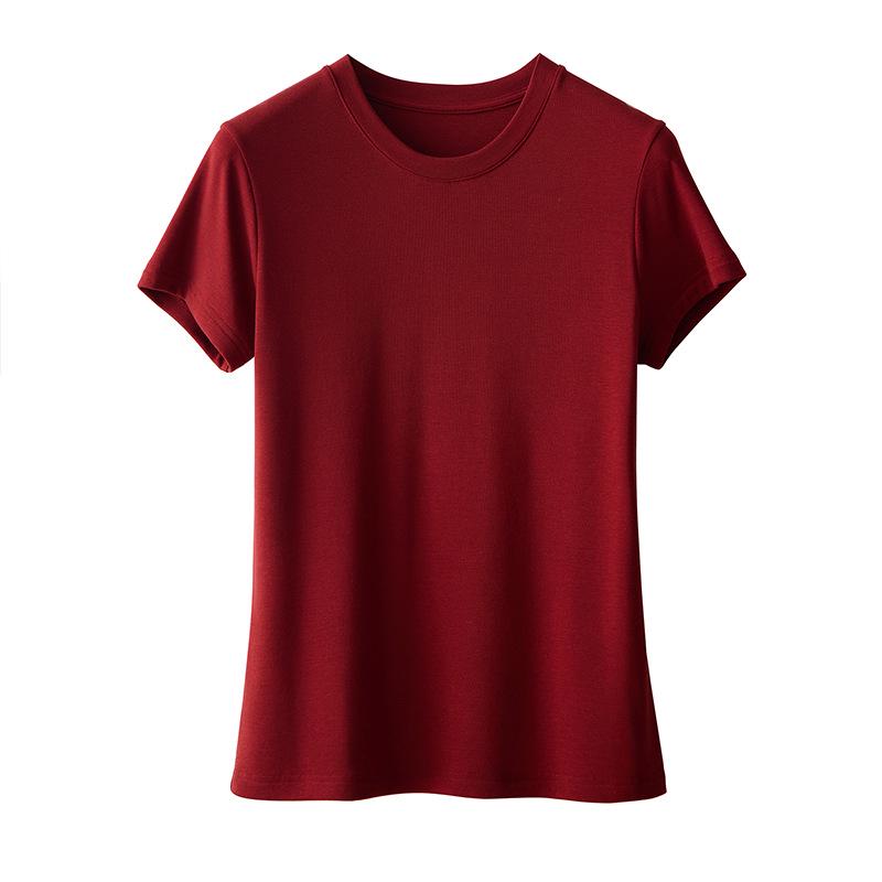 

Tanglecel Тенсел Шелк Эластичная Футболка с Круглым Вырезом и Коротким Рукавом из Шелка Тутового Дерева на Весну и Лето Large