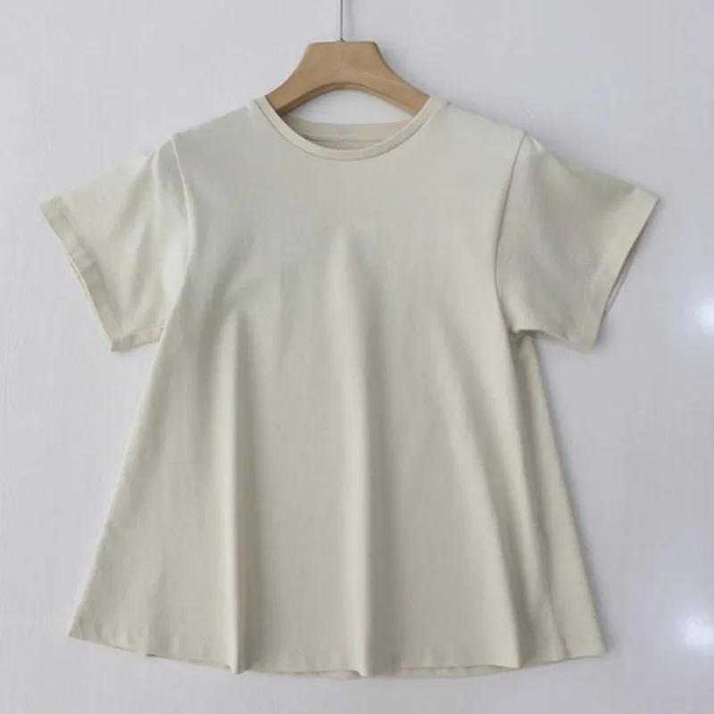 Women's Summer Loose-Fit Solid Color Simple Plus Size Short-Sleeve T-Shirt with A-Line Hem and Flare-Out Silhouette for A Flattering Look
