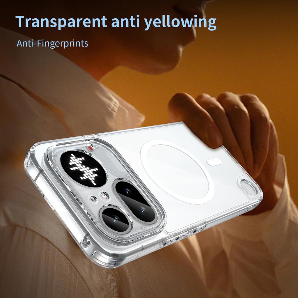 Non-slip Transparent Magnetic Case Fundas For Nothing Phone 4A Pro A069P 6.83 inches Soft TPU Frame Acrylic Shockproof Cover