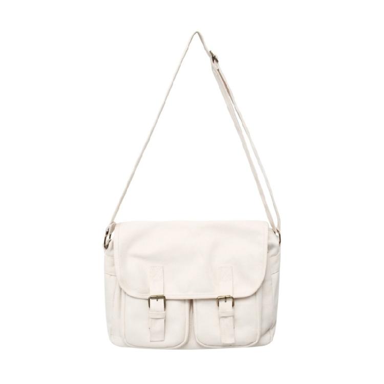 Харадзюку Сумка через плечо Холщовая сумка-мессенджер Большая вместимость Почтальонская сумка для женщин белый