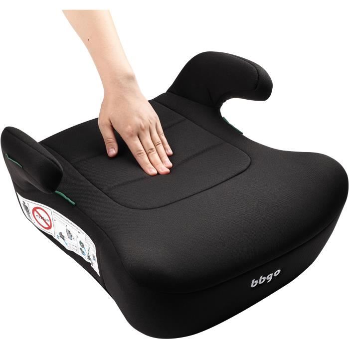 Siège réhausseur auto - BBGO - Kissyrider - 6 à 12 ans - I-SIZE 125-150 cm - Ceinturé - Noir - Déhoussable et lavable