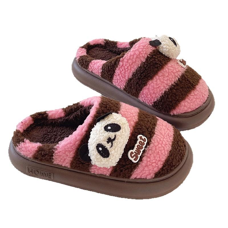 2025 Cute Cartoon Panda Women's Closed-Toe Non-Slip Cotton Slippers for Autumn & Winter