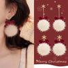 Niedliche Pompon-Kugel Schleife Schneeflocke Elch Ohrringe Weihnachten Süßer Modeschmuck für Frauen und Mädchen Neujahrsgeschenke