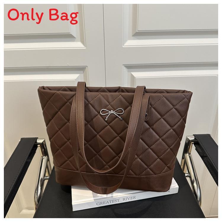 Pu Quilted Tote Bag With Zipper Closure For Casual Streetwear Style