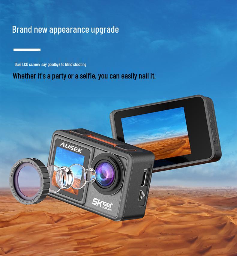 4K Sports Action Camera with Anti-Shake, Touchscreen, Wireless Connectivity, for Cycling & Fishing