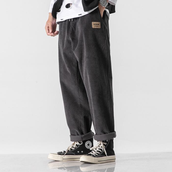 

Мужские зимние толстые вельветовые прямые повседневные брюки - свободные, большие, черные, универсальные, модные брюки 2XL темно-серого