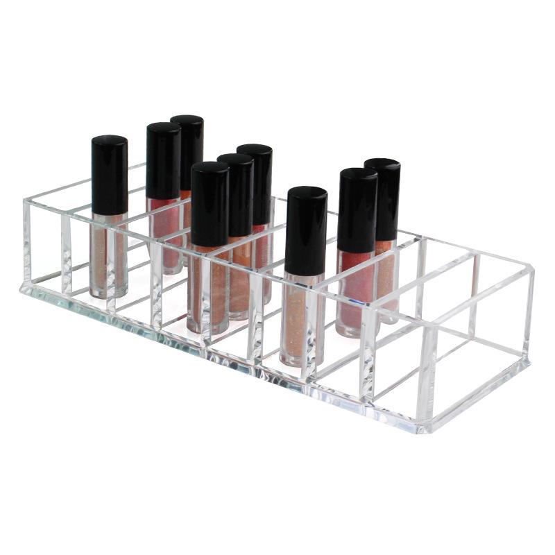 Clear Acrylic 8-Grid Makeup Organizer for Lipstick, Eyeshadow, and Powders