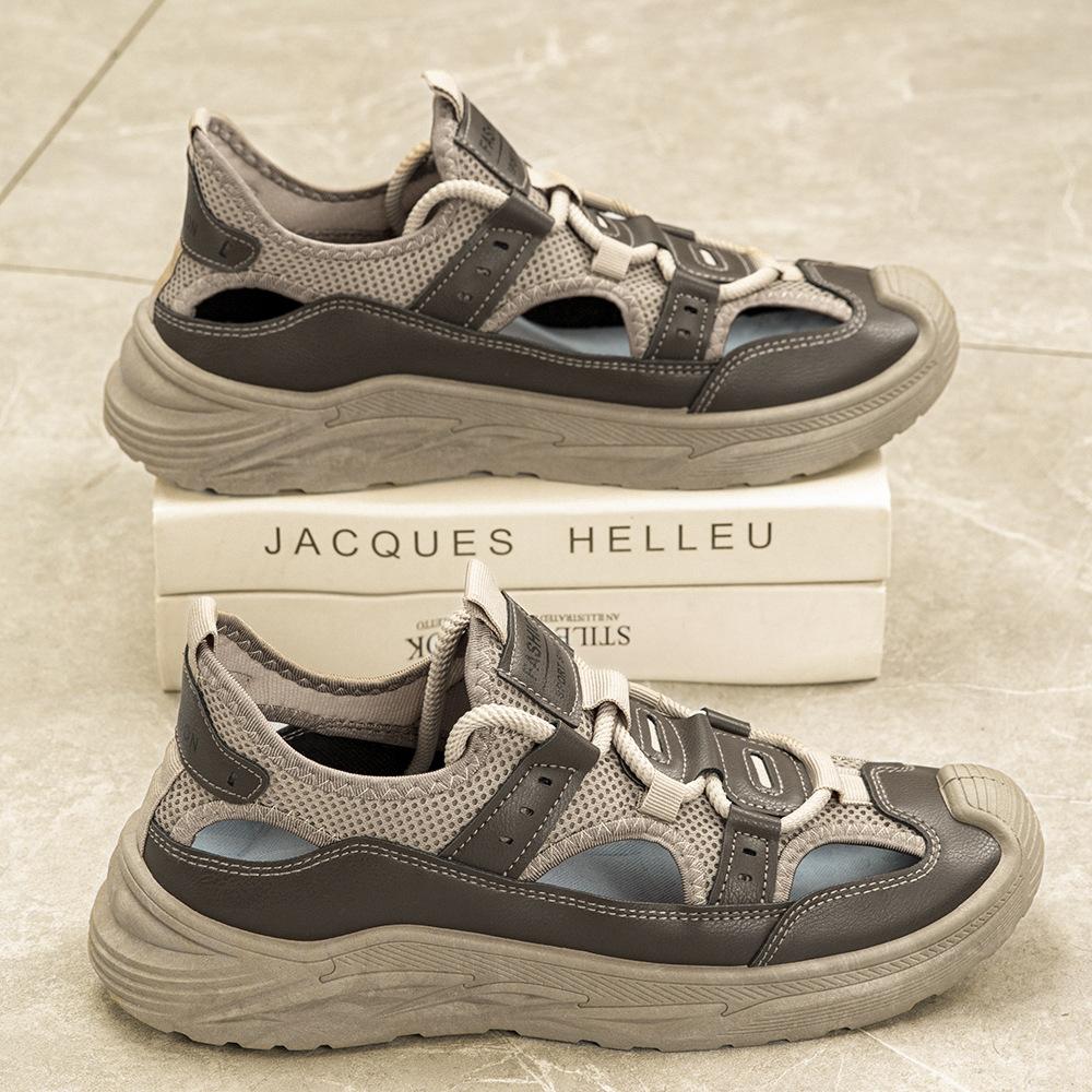 

Men s sandals new summer men s hollow breathable non-smelly feet men s shoes waterproof and wear-resistant beach shoes outdoor shoes 44