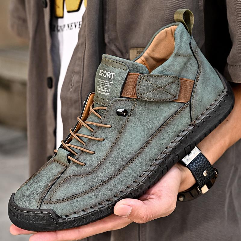 Leather Casual Men Shoes Design Sneakers Man Breathable Leather Shoes Men Ankle Boots Outdoor
