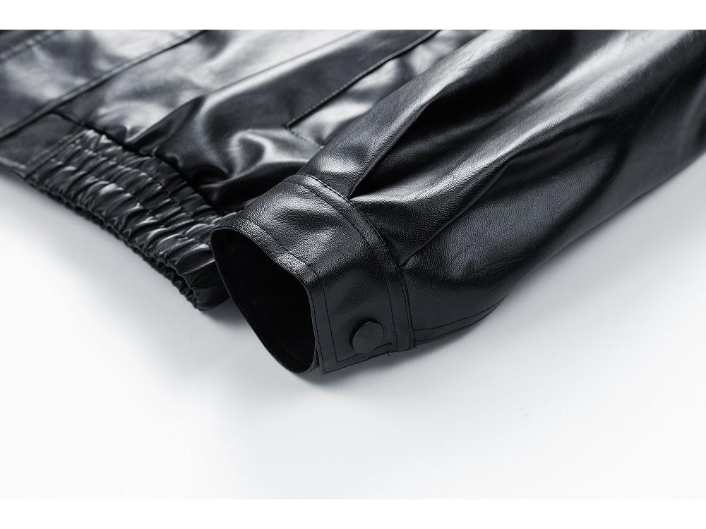 Men's Trendy Streetwear Casual Plus Size Leather Jacket with Lapel for Spring and Autumn