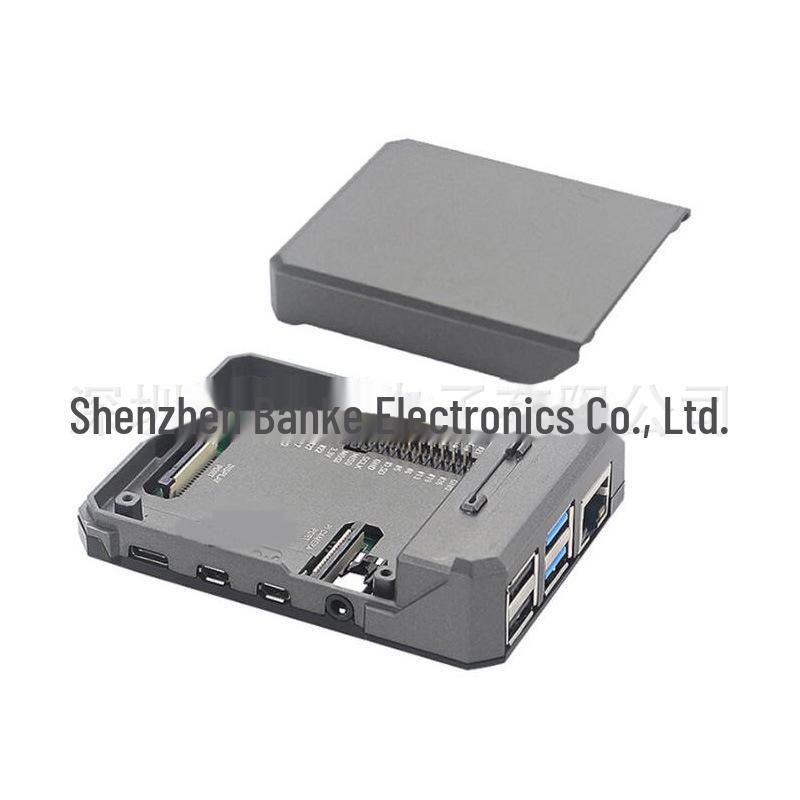 Raspberry Pi 4B Dunkelgraues Schutzgehäuse aus Aluminiumlegierung mit magnetischem Schiebedeckel