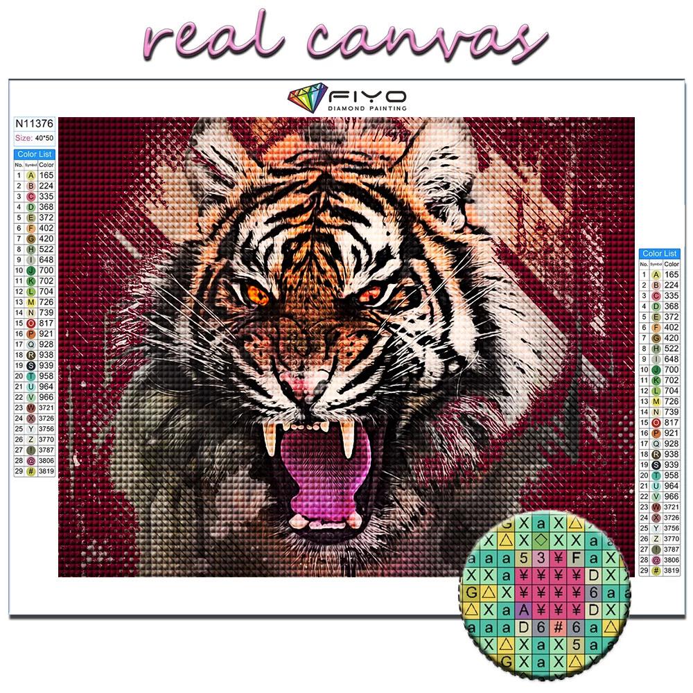 5D-Diamantgemälde zum Selbermachen, Tier-Tiger, Kreuzstich, voller Diamant-Stickerei, Mosaik