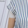 ZANZEA Rochie de vară casual pentru femei, cu gât rotund, mânecă scurtă și dungi