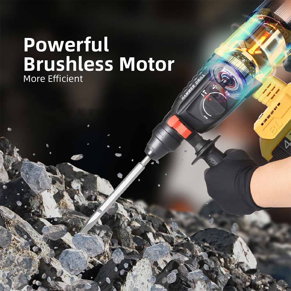 For Dewalt 20V Battery 26MM Brushless Electric Hammer Drill Multifunctional Rotary Cordless Hammer Drill For Makita/Milwaukee
