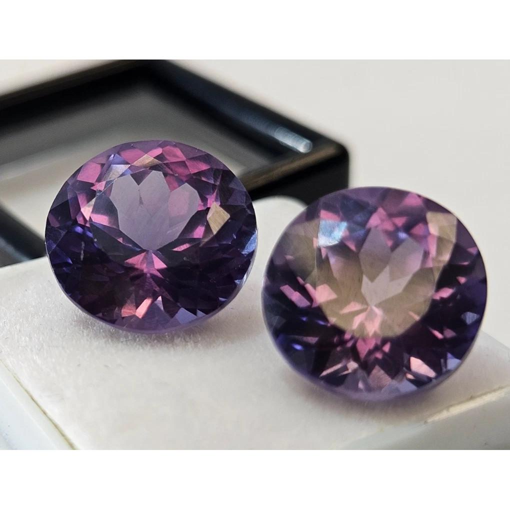 Round Cut Natural Alexandrite 18-19 Ct Pair Beautiful Certified Loose Gemstone