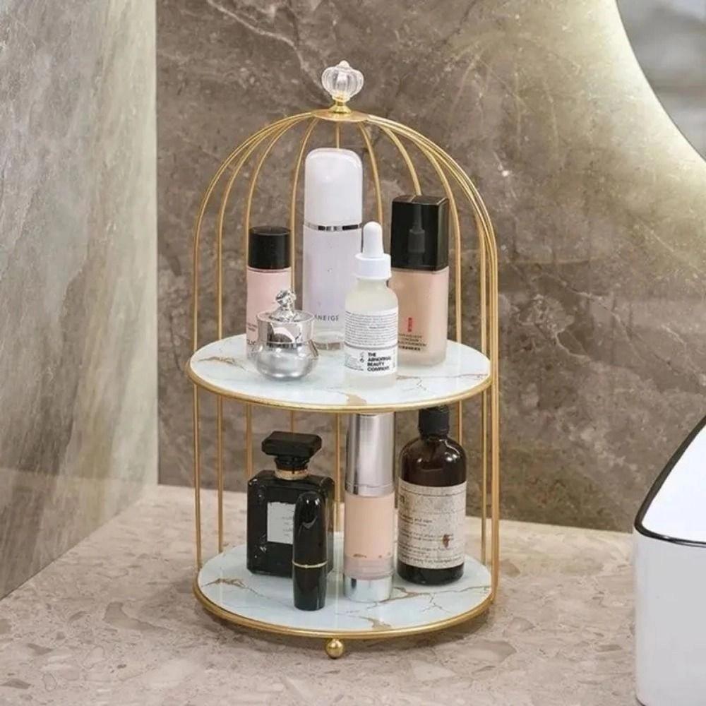 Iron Art Cosmetic Shelf Large-capacity Bird Cage Holder Modern Makeup Storage Shelf  Storage Rack
