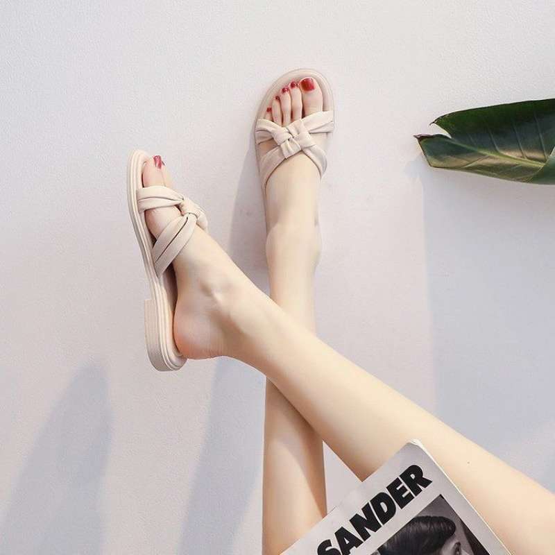 Cross-word slippers women's high-value summer out new fashionable versatile beach cool slippers soft