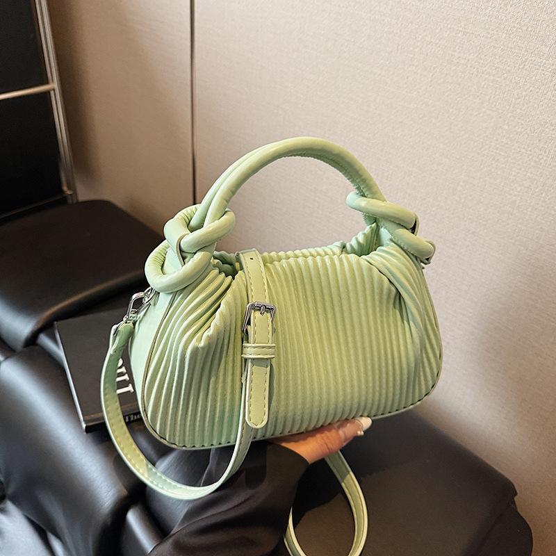 Versatile Striped Pleated Handbag - Women's 2025 Fashion Small Square Shoulder Bag