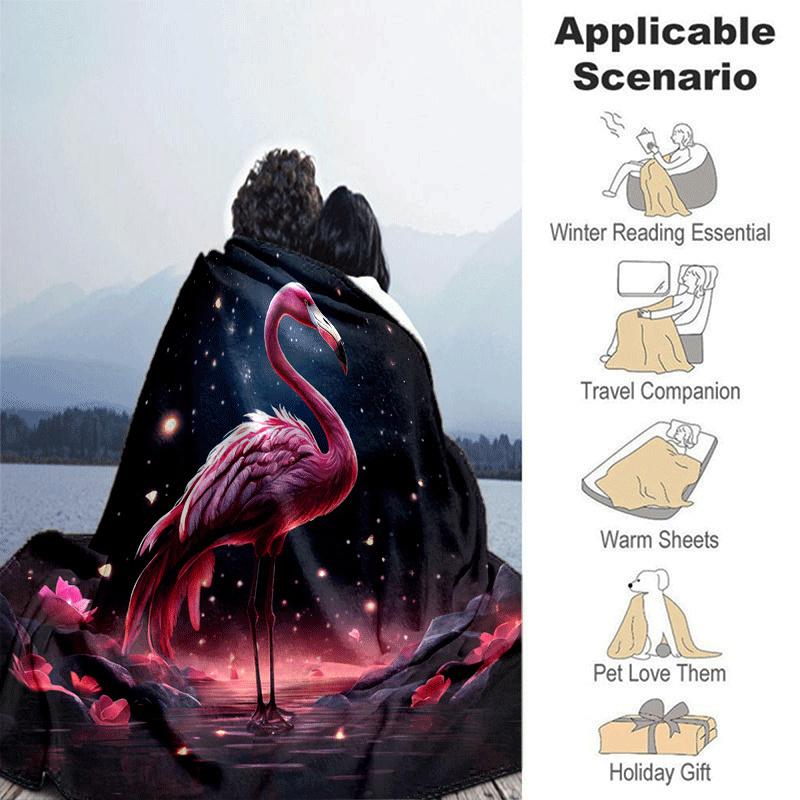 1pc Flamingo Printing Lightweight Flannel Blanket, Comfortable and Warm Blanket, for Camping Sofa Bed and Couch Office, in All Seasons