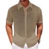 Men's Summer Sexy Hollow Shirt Summer Casual Short-sleeved Lapel Shirt