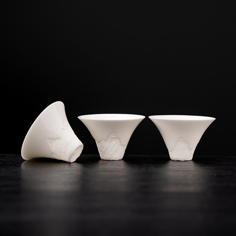 Sheep fat jade tea set, white porcelain ceramic tea cup, household tea set, single cup, master cup, tea tasting cup