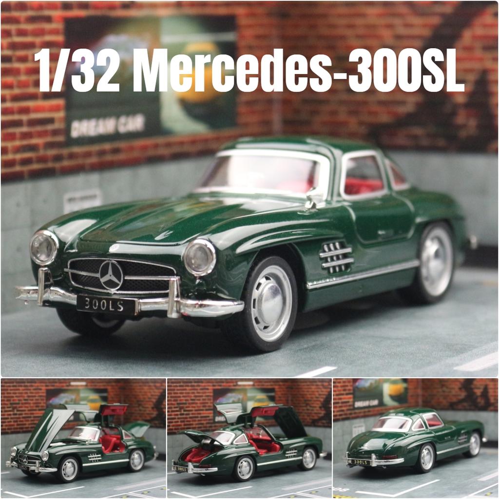 1/32 Mercedes-Benz 300SL Toy Car Model Diecast Metal Vehicle Vintage Miniature Pull Back Collection Gift for Children Kid Boys