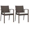 vidaXL Gartenstühle mit Kissen 2 Stk. Braun 56,5x57x83 cm Poly Rattan