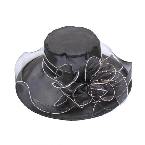 Floral Organza Wide Rim Church Fascinator Lady Tea Party Summer Beach Sun Hat