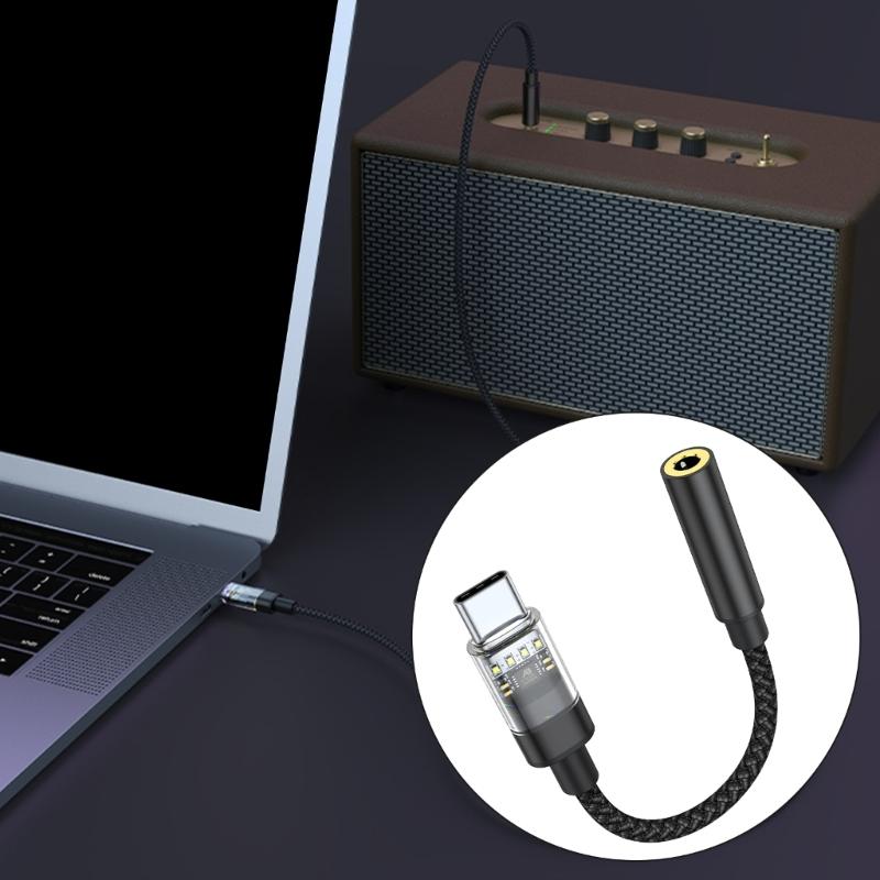 14cm/1m Long USB C to 3.5 Dongle Cord Type C to 3.5mm Plug Adapter Cable Line for Note 10/20/S20/21 Smartphones