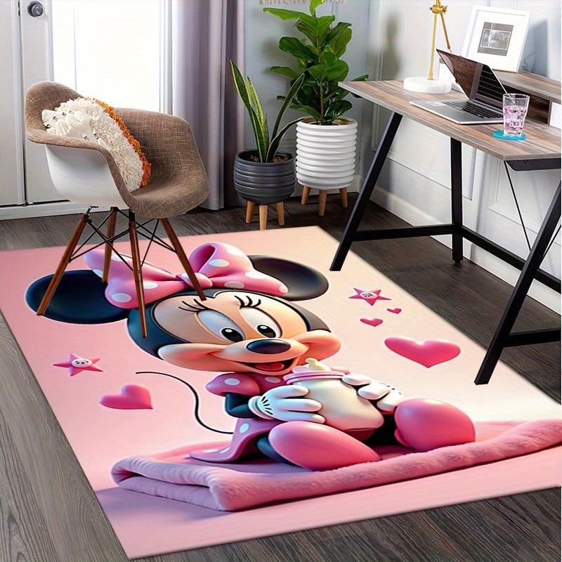 3D Printed Minnie Mouse,Pink,Hearts Anti-Slip Rug - Machine Washable Office Rug for Living Room, Bedroom, Office - Multiple Sizes