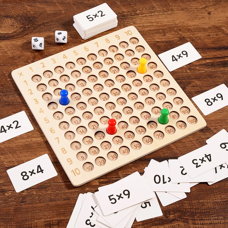 Kids Early Education Multiplication Board Game Wooden Number Counting Learning Toy for Toddlers Birthday Gifts