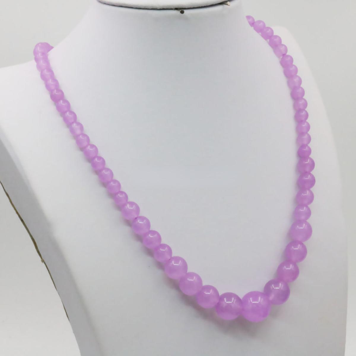 

6-14 мм аксессуары для рукоделия, фитинги, фиолетовый кристалл халцедона, счастливый камень, башня, ожерелье, цепочка 45 см, бусины, ювелирные изделия, подарки EA103315458