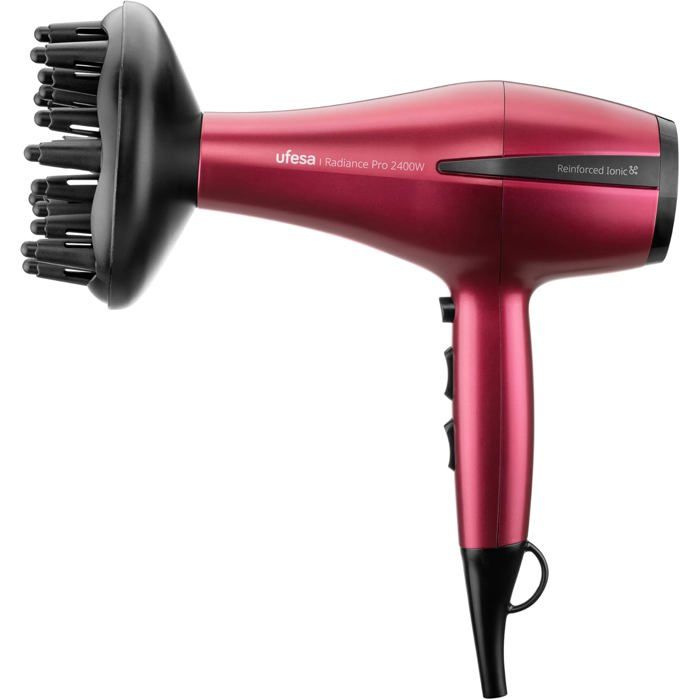 Sèche-cheveux - UFESA - Radiance Pro - 2400W - Moteur AC - Technologie Ionique - Rouge