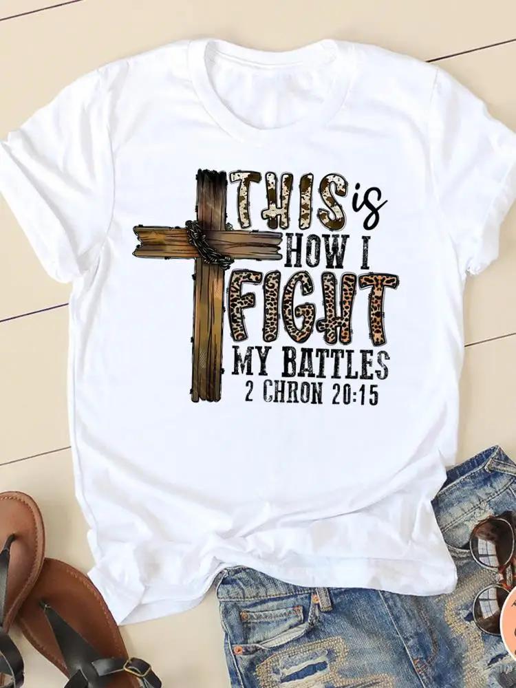 Clothing Casual FeUnisex Tshirts Ladies Graphic Letter Style Cute Sweet Sleeve Fashion Women Print Tees Faith Aesthetic Clothes