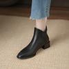 Retro pointed thick heel short boots for women, new English style and plush warm Chelsea boots for autumn and winter 2024