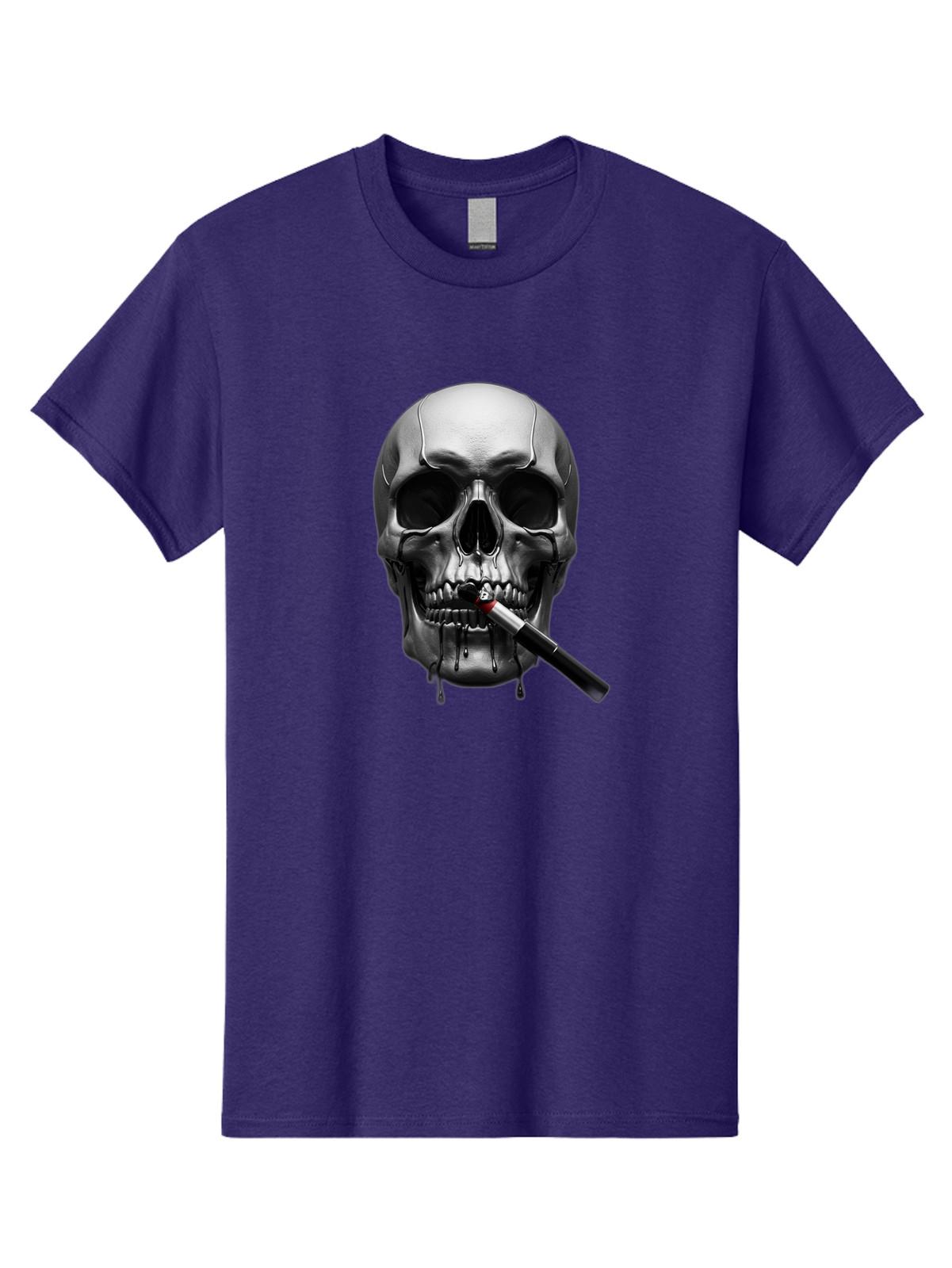 Skull-Smoking-Cigarette Mens Graphic Tee, 100% Cotton, Casual Summer Wear S разноцветный