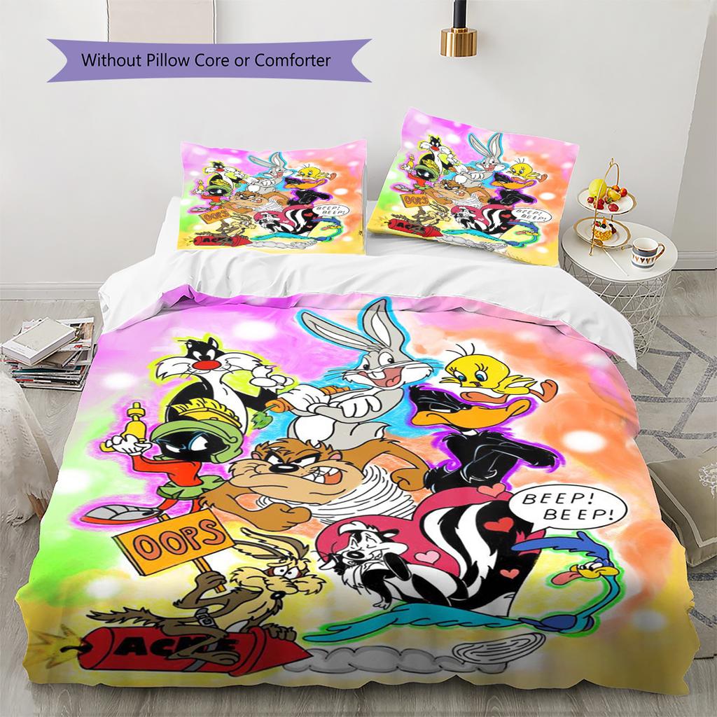 Classic Cartoon Pattern Bedding Quilt Set Quilt Cover Pillowcase Home Decoration Gift (1 * duvet cover + 2 * pillowcase, without core)