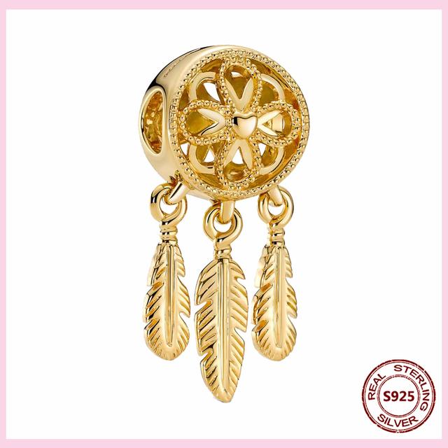 Nový 925 stříbrný lapač snů Visací přívěsek korálek ve tvaru srdce pro originální přívěsný náramek lapač snů