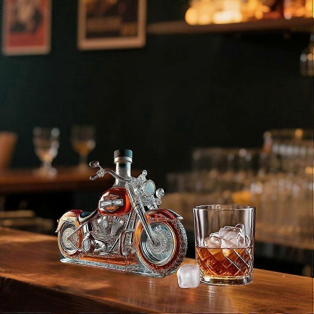Whiskey Bottle Motorcycle Shape 11 Oz Novelty Glass Decanter 3d Engraving Creative For Men Motorcycle Rider/alcohol Lover Collector-jinmu3_siasd