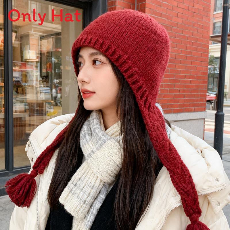 Knit Hat Women Winter Warm Earflap Beanie With No Brim For Casual Outings