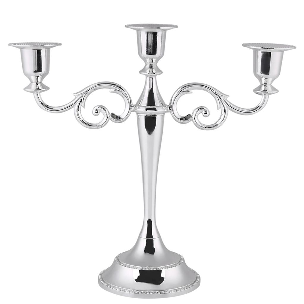 3 Arms Metal Candle Holder European   Candelabra Wedding Candlestick Home Decor (Gold)