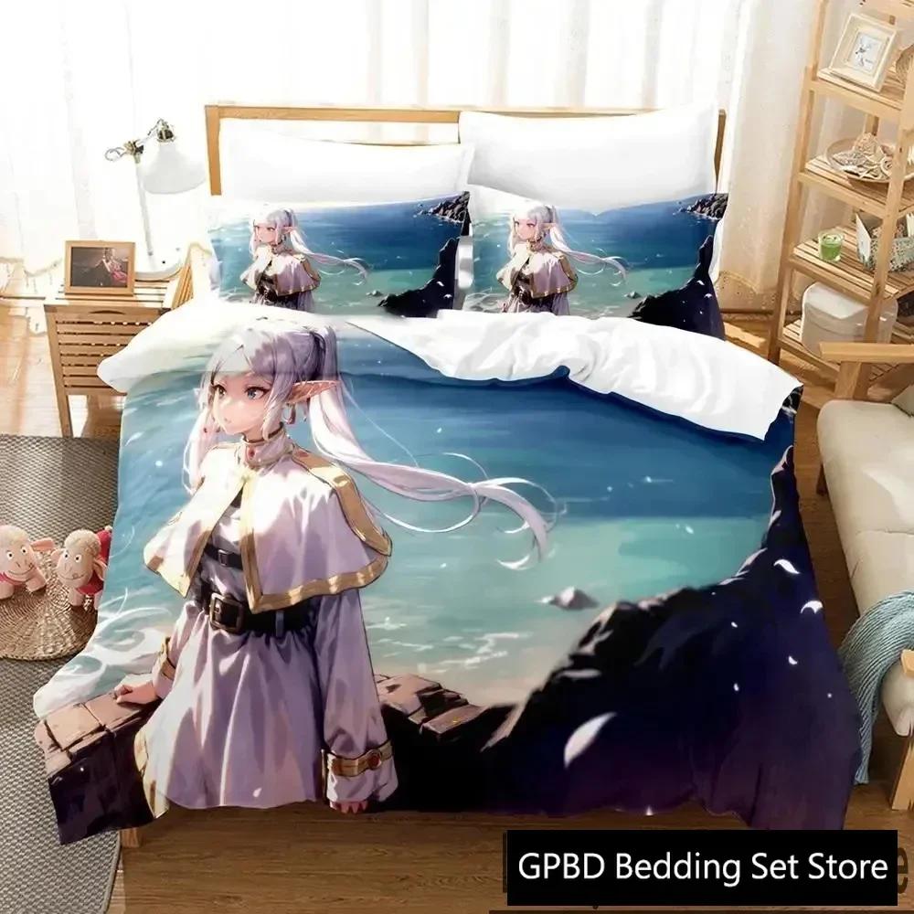 3D Print Anime Frieren Comfortable Duvet Quilt Cover Pillowcase Bedding Set Children Bedroom Decoration Home Textile