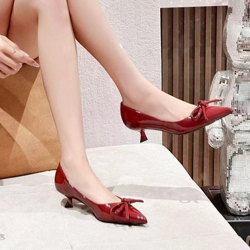 Fashion Wine Red Sweet Temperament High Heels Women's Stiletto 2025 Early Spring New Pointed Toe Fashion Comfortable Shoe
