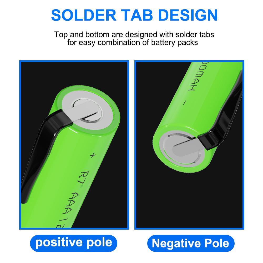 R7 1.2V AAA Ni-MH Rechargeable Battery 800mAh with Weld Tabs - Long-Lasting Power for Electric Shaver, Razor, Toothbrush