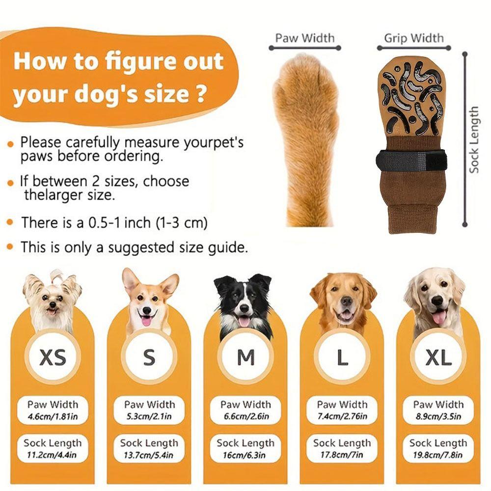 4PCS Anti-Slip Paw Protection Socks Anti-Scratch Pets Knitted Socks Cozy Dog Socks  Indoor
